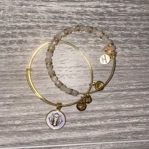 Alex and Ani Purple and White Feather Set
